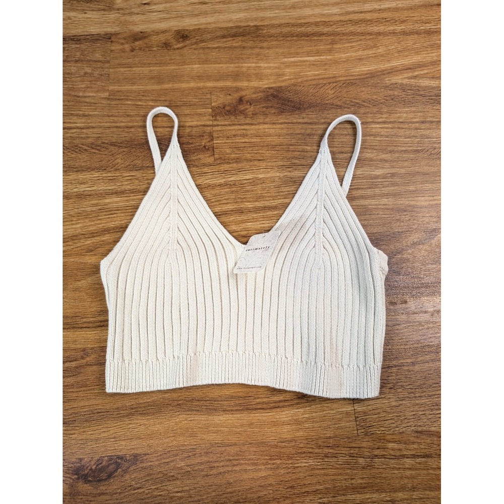 NWT Free People Size Small Cream Cropped Knit Tank Top